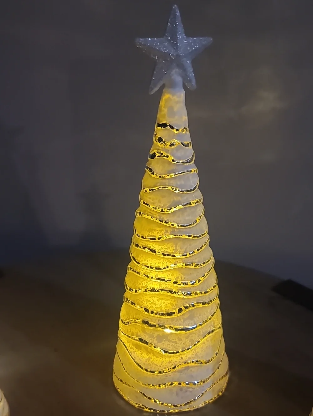 White Glitter Spiral Cone Holiday Tree Set - Home Holiday Decor(glass)